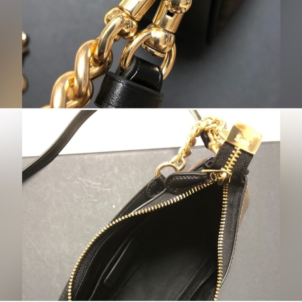 Coach Brown and Black Shoulder Bag with Gold Accents - Picture 7 of 7